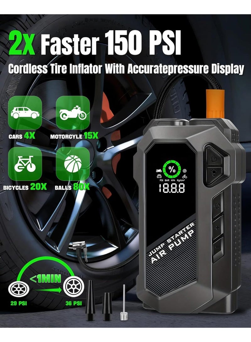 Multifunctional Car Starter, Equipped with Emergency Fast Charging, with Car Air Compressor, and Built-in Powerful LED Lighting - Image 3