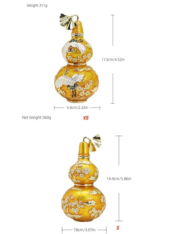 JCB CHIC Enamel Gourd Pendant with Crane & Plum Blossom, Chinese Traditional Lucky Amulet Jewelry for Women Men, Vintage Cloisonne Gourd Necklace Pendant for Good Luck, Health & Longevity(xs) - Image 4