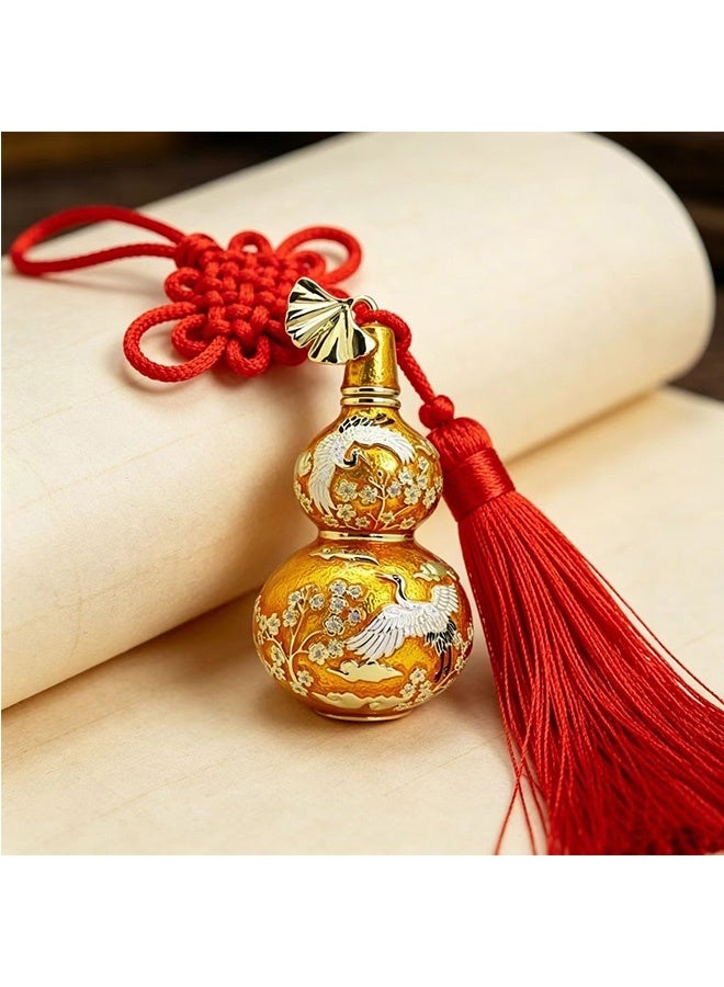JCB CHIC Enamel Gourd Pendant with Crane & Plum Blossom, Chinese Traditional Lucky Amulet Jewelry for Women Men, Vintage Cloisonne Gourd Necklace Pendant for Good Luck, Health & Longevity(xs) - Image 2