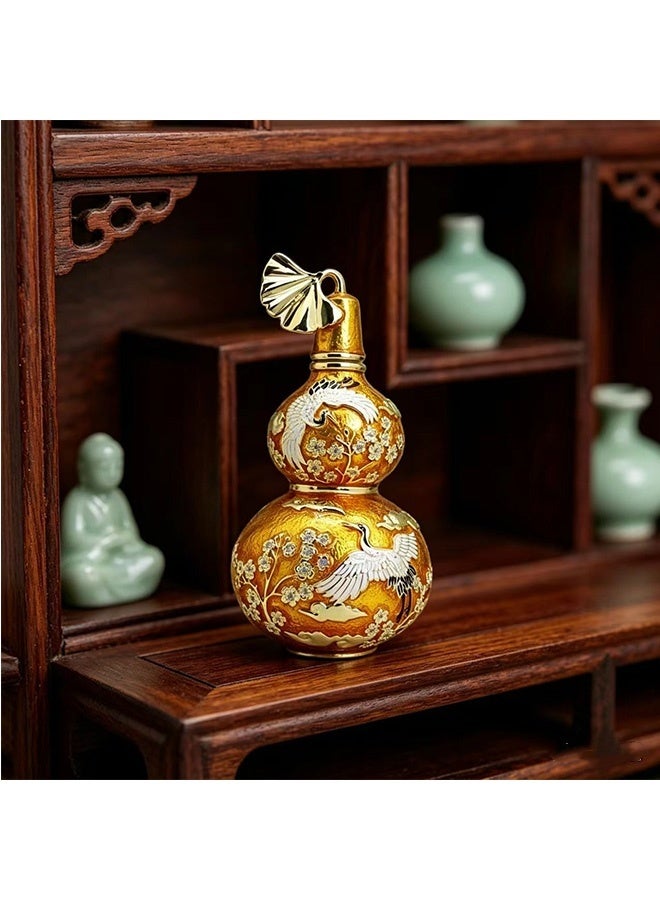 JCB CHIC Enamel Gourd Pendant with Crane & Plum Blossom, Chinese Traditional Lucky Amulet Jewelry for Women Men, Vintage Cloisonne Gourd Necklace Pendant for Good Luck, Health & Longevity(xs) - Image 3