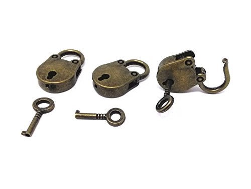 Honbay 3pcs Vintage Antique Style Mini Archaize Padlocks Key Lock with Key - Image 4
