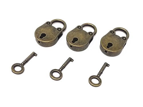 Honbay 3pcs Vintage Antique Style Mini Archaize Padlocks Key Lock with Key - Image 1