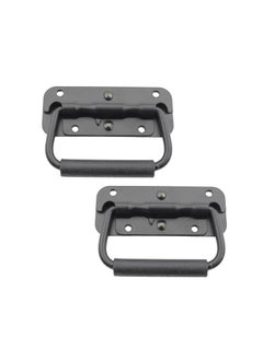 KASTWAVE Spring Loaded Pull Handles, Surface Mount Chest Handle with Rubber Grip Handmade Chest Trunk Lifter Handle Pull Heavy Duty Hardware for Chests Trunks Crates Storage Boxes Thickened 2mm (2 Pack)  - Image 1