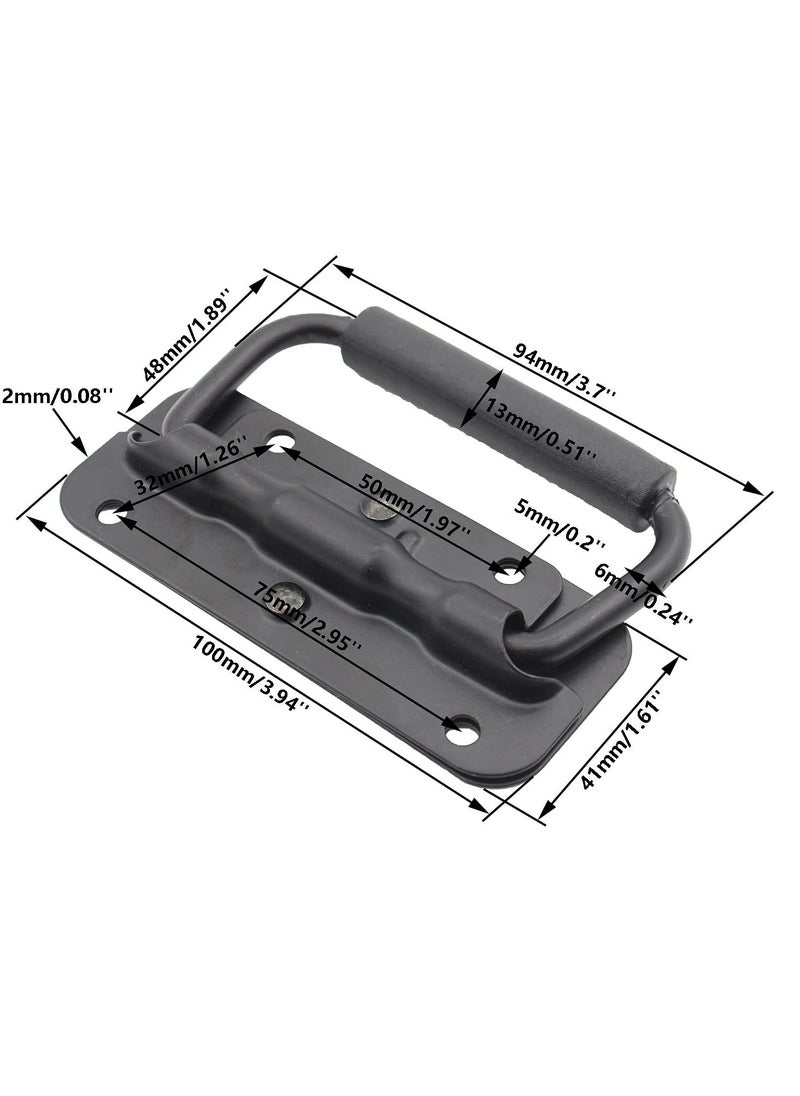 KASTWAVE - Spring Loaded Pull Handles, Surface Mount Chest Handle with Rubber Grip Handmade Chest Trunk Lifter Handle Pull Heavy Duty Hardware for Chests Trunks Crates Storage Boxes Thickened 2mm (2 Pack) - Image 1