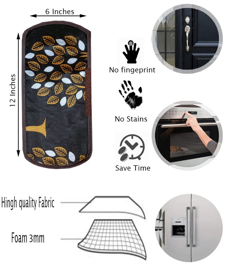 KANUSHI Industries® 1Pc Fridge Cover for Top with 6 Utility Pockets + 1 Handles Covers + 3 Fridge Mats (VAR-FRI-BROWN-TREE-COMBO-M-11) - Image 5