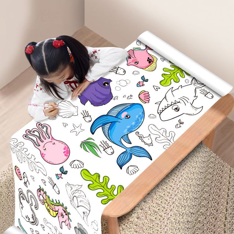 Children'S Graffiti Scroll Coloring Painting Paper Long Scroll Kindergarten Baby Coloring Canvas Can Be Attached To The Wall Without Dirtying The Wall - Image 3