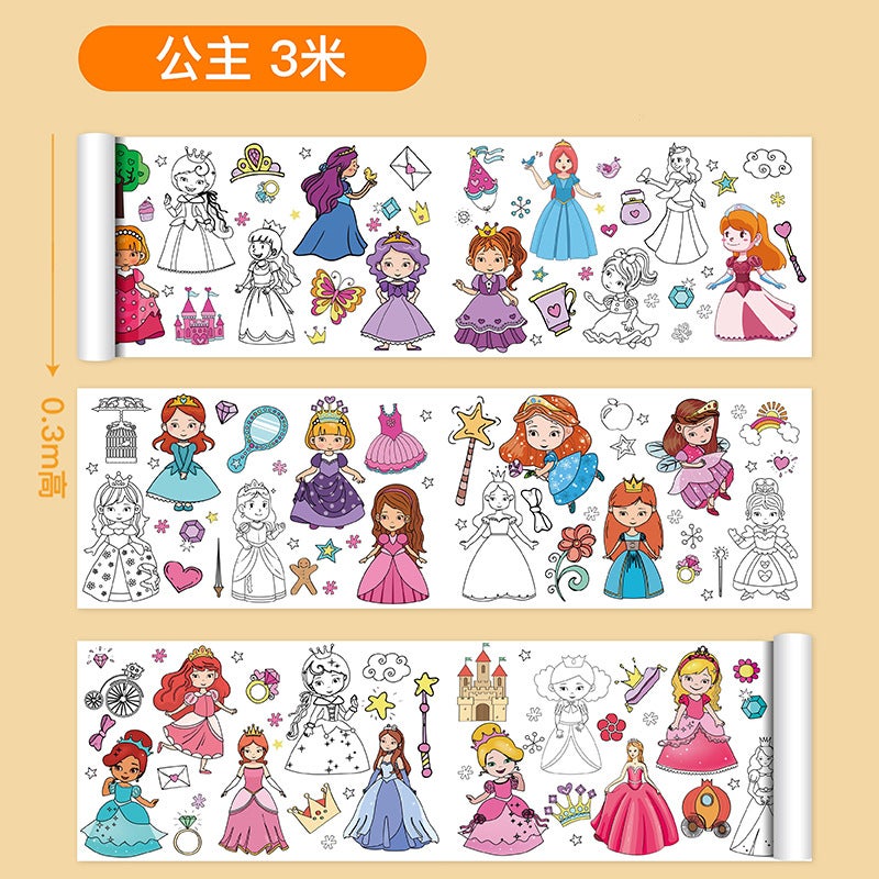 Children'S Graffiti Scroll Coloring Painting Paper Long Scroll Kindergarten Baby Coloring Canvas Can Be Attached To The Wall Without Dirtying The Wall - Image 1