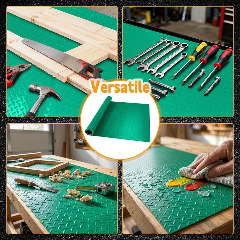 ARQRHTLY Workbench Mat, Green 23.62" x 47.24" PVC Work Bench Mat with Non-Slip Texture, 2 mm Thick Scratch & Stain Resistant Surface for Painting, Woodworking, Crafting, Projects and Tool Protection - Image 4