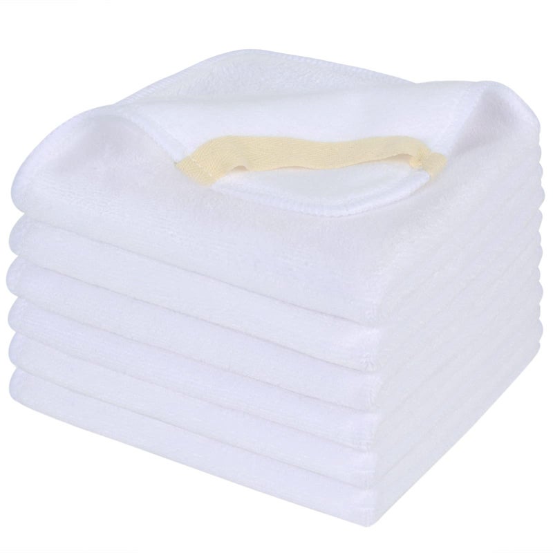 SINLAND Microfiber Facial Cloths Fast Drying Washcloth 12inch x 12inch White 6 pack - Image 1