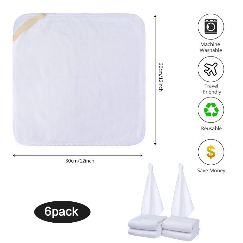 SINLAND Microfiber Facial Cloths Fast Drying Washcloth 12inch x 12inch White 6 pack - Image 3