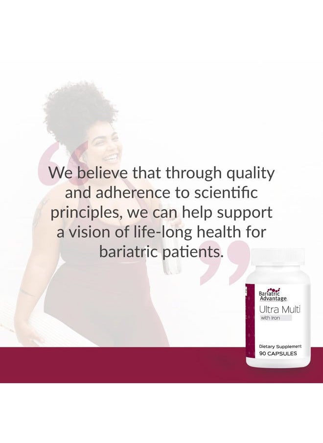 Bariatric Advantage - Ultra Multivitamin with Iron - Ultra Multi with Iron - Capsule Format Multivitamin - Provides Full Complex of B Vitamins - with Vitamin C, Chromium & More - 90 Capsules - Image 1