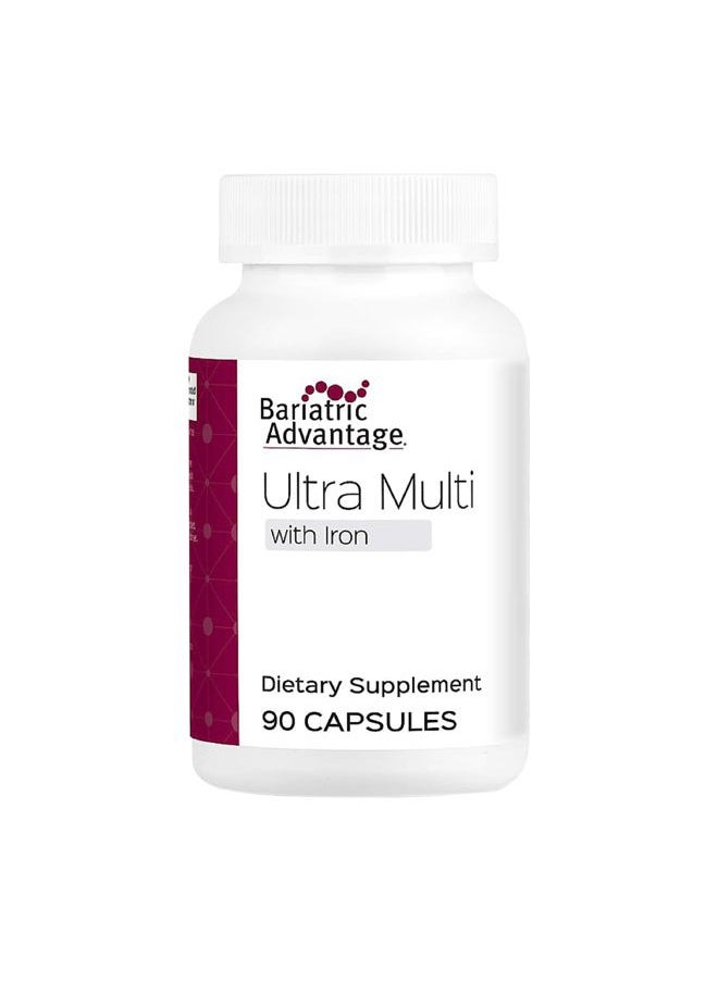 Bariatric Advantage - Ultra Multivitamin with Iron - Ultra Multi with Iron - Capsule Format Multivitamin - Provides Full Complex of B Vitamins - with Vitamin C, Chromium & More - 90 Capsules - Image 1