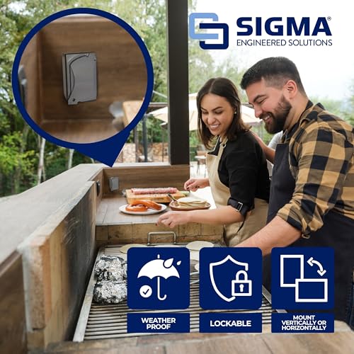 Sigma Engineered Solutions 16449 Universal Metal Weatherproof Outdoor Electrical Outlet Kit with Universal Cover, Box and 15 Amp GFCI Receptacle, Gray, 1 Gang, Lockable with Corner Hinge - Image 5