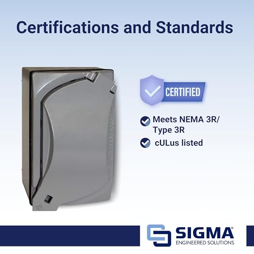 Sigma Engineered Solutions 16449 Universal Metal Weatherproof Outdoor Electrical Outlet Kit with Universal Cover, Box and 15 Amp GFCI Receptacle, Gray, 1 Gang, Lockable with Corner Hinge - Image 3