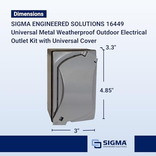 Sigma Engineered Solutions 16449 Universal Metal Weatherproof Outdoor Electrical Outlet Kit with Universal Cover, Box and 15 Amp GFCI Receptacle, Gray, 1 Gang, Lockable with Corner Hinge - Image 4