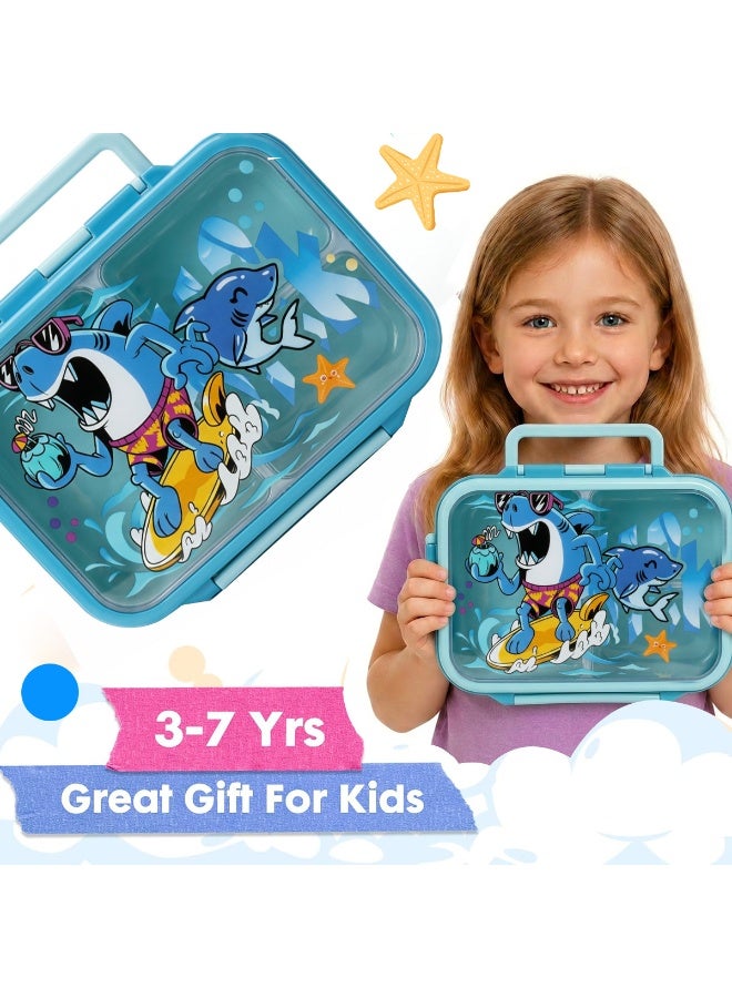 CONTI Plastic Bento Lunch Box for Kids, 800ml/27oz BPA-Free Leak-Proof Food Containers with 3 Compartments, Freezer & Dishwasher Safe, Back to School Students Lunches Size for Ages 3-7 - Image 3