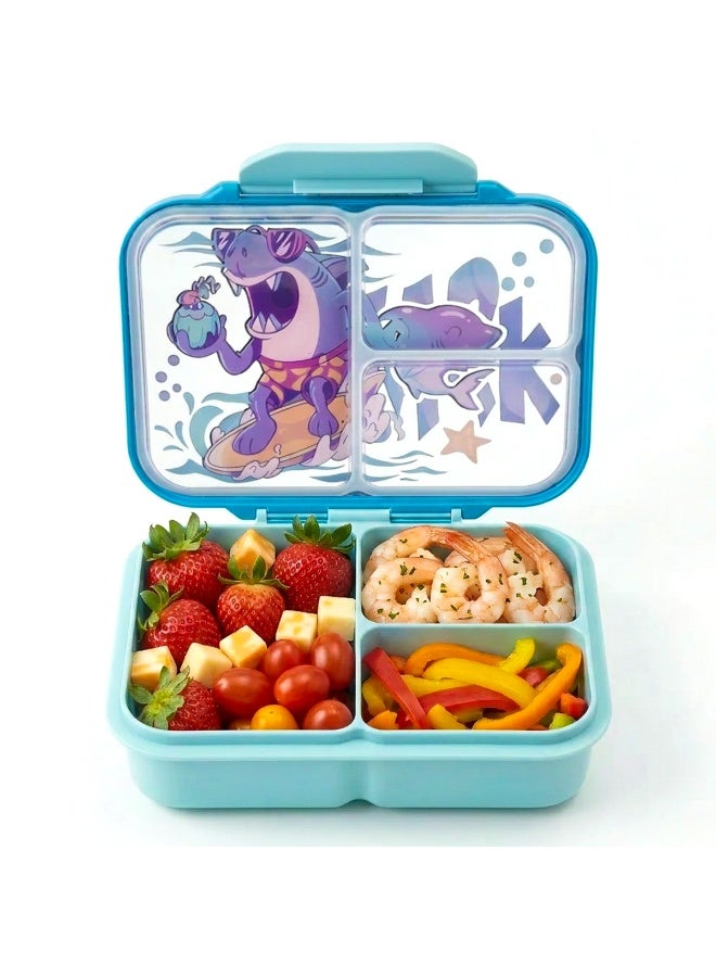 CONTI Plastic Bento Lunch Box for Kids, 800ml/27oz BPA-Free Leak-Proof Food Containers with 3 Compartments, Freezer & Dishwasher Safe, Back to School Students Lunches Size for Ages 3-7 - Image 1