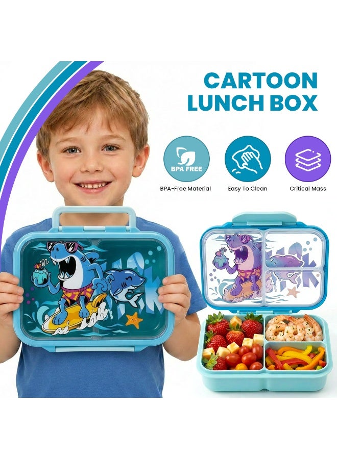 CONTI Plastic Bento Lunch Box for Kids, 800ml/27oz BPA-Free Leak-Proof Food Containers with 3 Compartments, Freezer & Dishwasher Safe, Back to School Students Lunches Size for Ages 3-7 - Image 2