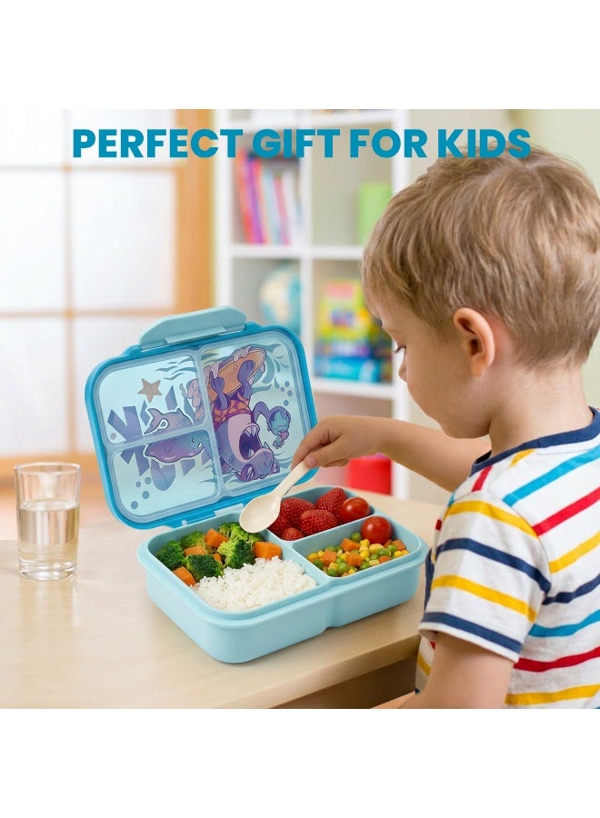 CONTI Plastic Bento Lunch Box for Kids, 800ml/27oz BPA-Free Leak-Proof Food Containers with 3 Compartments, Freezer & Dishwasher Safe, Back to School Students Lunches Size for Ages 3-7 - Image 4