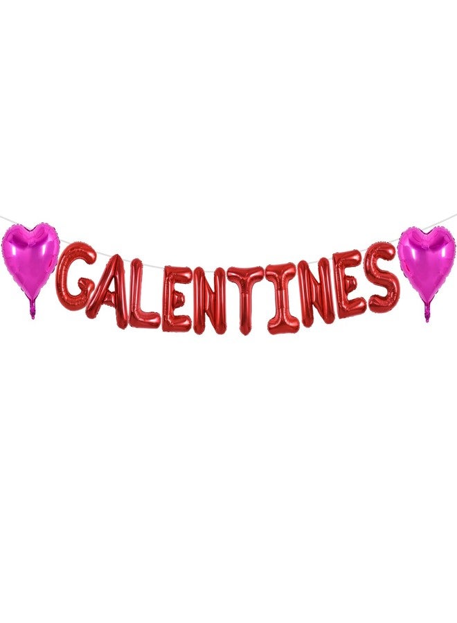 TONIFUL 16 Inch Red Galentines Letter Balloons Valentine’s Day Foil Alphabet Balloons Banner for Valentine's Day Wedding Bridal Shower Anniversary Engagement Ladies Girls Party Supplies - Image 1