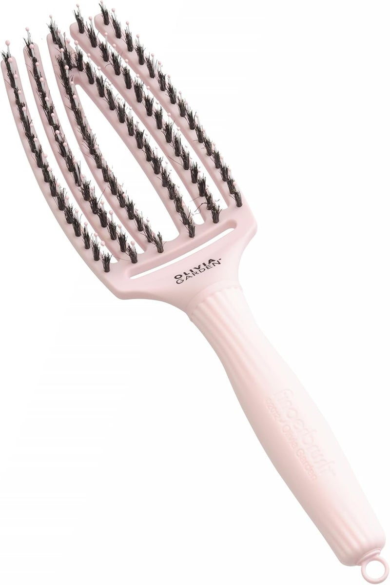 Olivia Garden Fingerbrush Care Iconic Detangling Hairbrush with Boar Nylon Bristles for Ultimate Shine Smooth Styling
