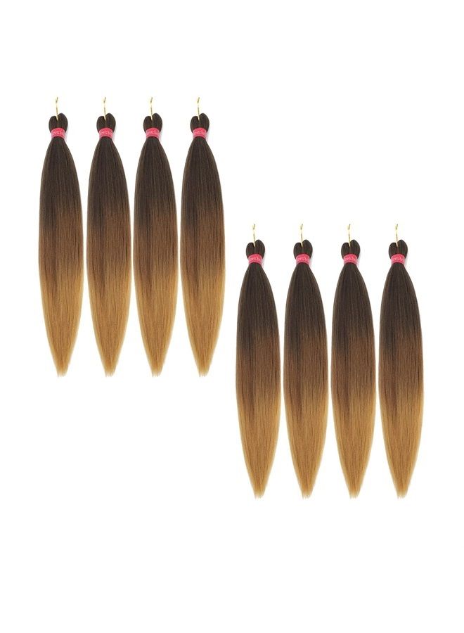 FAYETA Ombre Pre Stretched Braiding Hair, 28''-8 packs Silky Color Blend Braid Hair Extensions, 100% Kanekalon Synthetic Crochet Hair Braids, Yaki Texture Hair Braiding (28''-pack of 8, 4/30/27) - Image 1