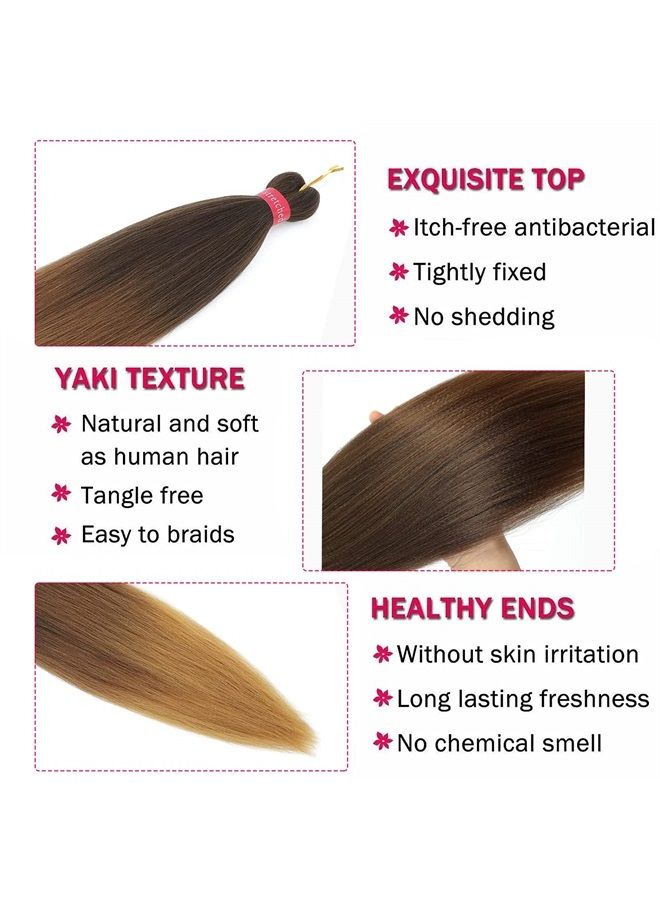 FAYETA Ombre Pre Stretched Braiding Hair, 28''-8 packs Silky Color Blend Braid Hair Extensions, 100% Kanekalon Synthetic Crochet Hair Braids, Yaki Texture Hair Braiding (28''-pack of 8, 4/30/27) - Image 3