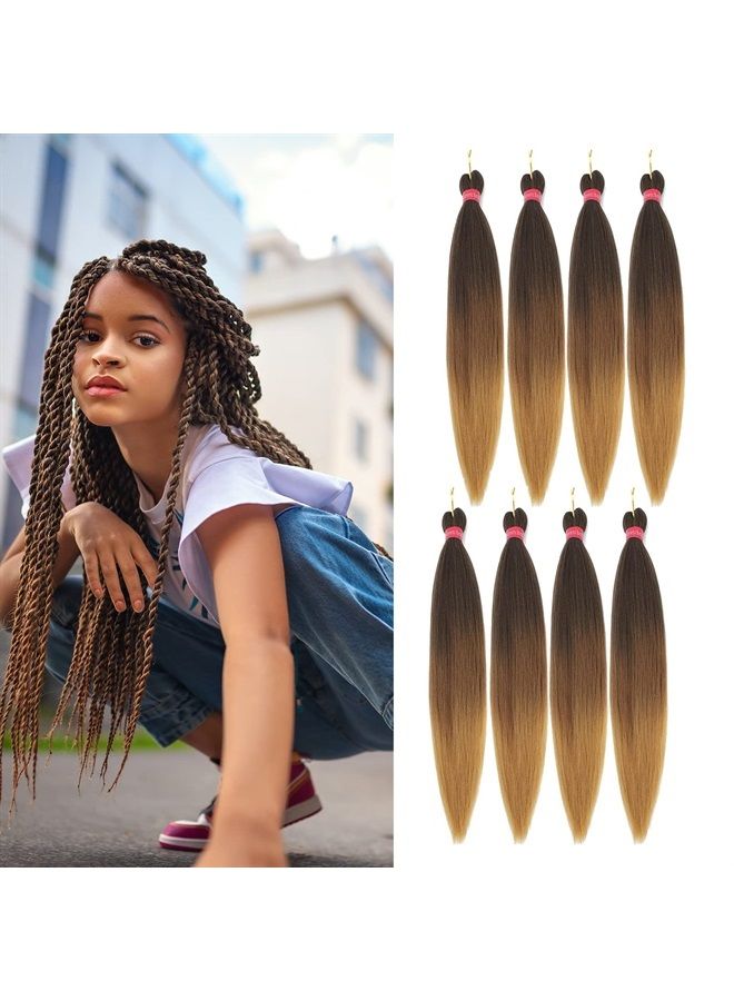 FAYETA Ombre Pre Stretched Braiding Hair, 28''-8 packs Silky Color Blend Braid Hair Extensions, 100% Kanekalon Synthetic Crochet Hair Braids, Yaki Texture Hair Braiding (28''-pack of 8, 4/30/27) - Image 2