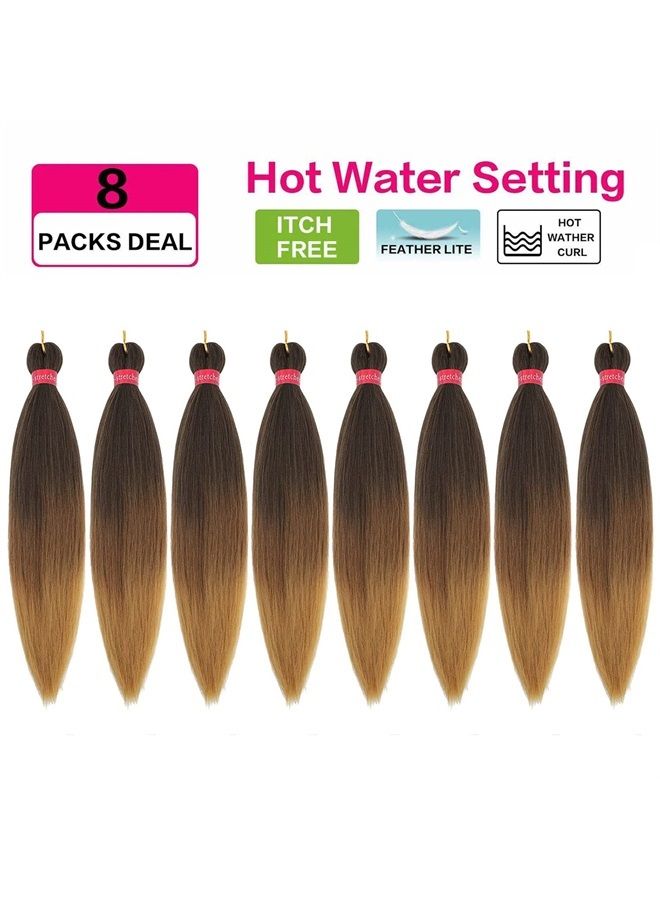 FAYETA Ombre Pre Stretched Braiding Hair, 28''-8 packs Silky Color Blend Braid Hair Extensions, 100% Kanekalon Synthetic Crochet Hair Braids, Yaki Texture Hair Braiding (28''-pack of 8, 4/30/27) - Image 5