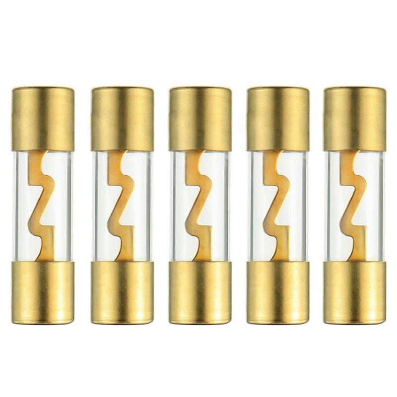 BOJACK 80A Gold Plated Glass Car Audio AGU Fuse for Car/Auto/Marine Audio Stereo Amplifier Power Protection (Pack of 5) - Image 1