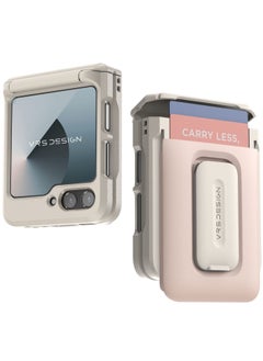 VRS Design D-Wallet Orb Samsung Galaxy Z Flip 6 Case Cover Wallet [2 Card Holder Slot] Built-in [Kickstand] and [Hinge Protection] - Pink Sand  - Image 1