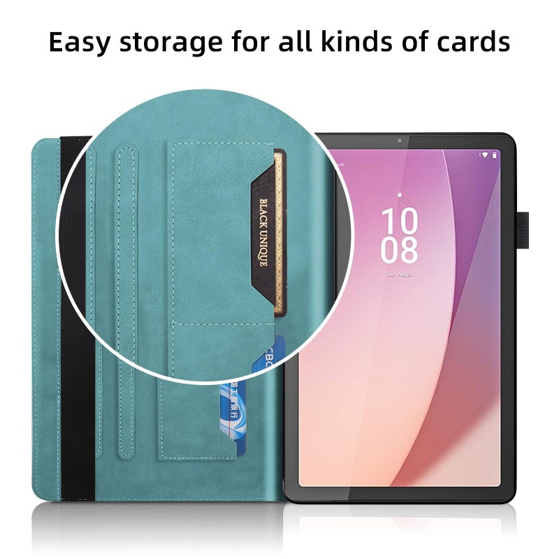 TIPOYOROO Case for Samsung Galaxy Tab A9 Plus 11 inch 2023 (SM-X210/X216/X218), Flip Cover Samsung Galaxy Tab A9+ 5g PU Leather with Elastic Band & Card Holder -Turquoise - Image 3