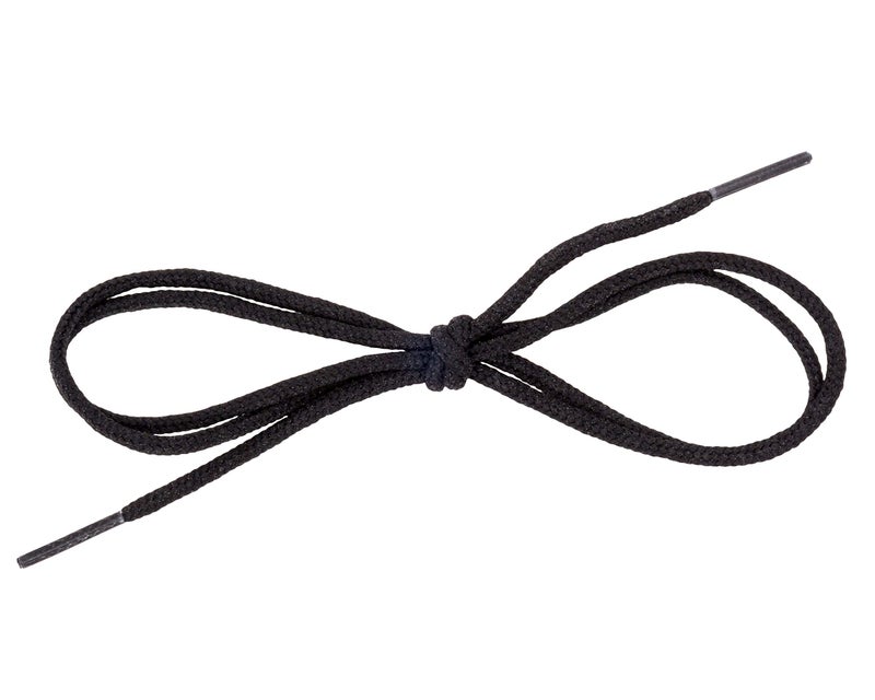 Benchmark Basics 33" Black Dress Shoe Laces - Round Waxed Shoestrings for Shoes & Boots - 1/10" (2.5mm) Diameter - 1 Pair - Image 3
