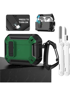 Upgraded Case For Airpods 4 Case With 1 Headphone Cleaning Tool Compatible With Airpods Pro Case Support Mag Safe Automatic Pop Up Design Black Green Airpods 4