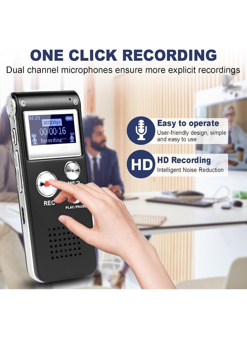 DISTANCEE 8GB Voice Recorder, Digital Audio Recorder and MP3 Player, Portable Voice Recorder Rechargeable Dictaphone with Mini USB Port for Meetings, Interviews and Lectures