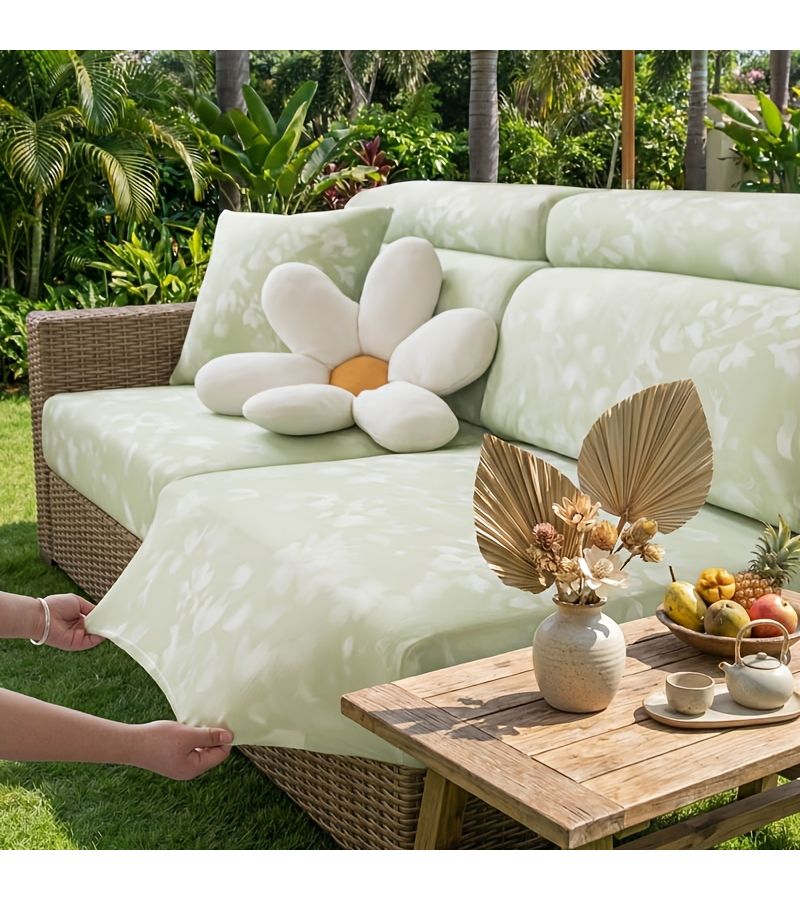 1pc Summer Outdoor Cooling Sofa Cover Grey Ice Silky Fiber Fabric Stretch Patio Sofa Cushion Cover Suitable For Outdoor Wicker Sofas L Shaped Corner Sofas Sun Proof Breathable Machine Washable Removable And Washable All Season Use Outdoor Patio - Image 2
