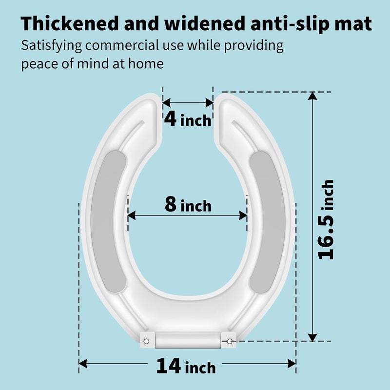 CcBello Commercial Heavy Duty Open Front Toilet Seat Without Cover, Thickened Material, Never Loosen, ROUND, White (16.5”)1-Pack - Image 2