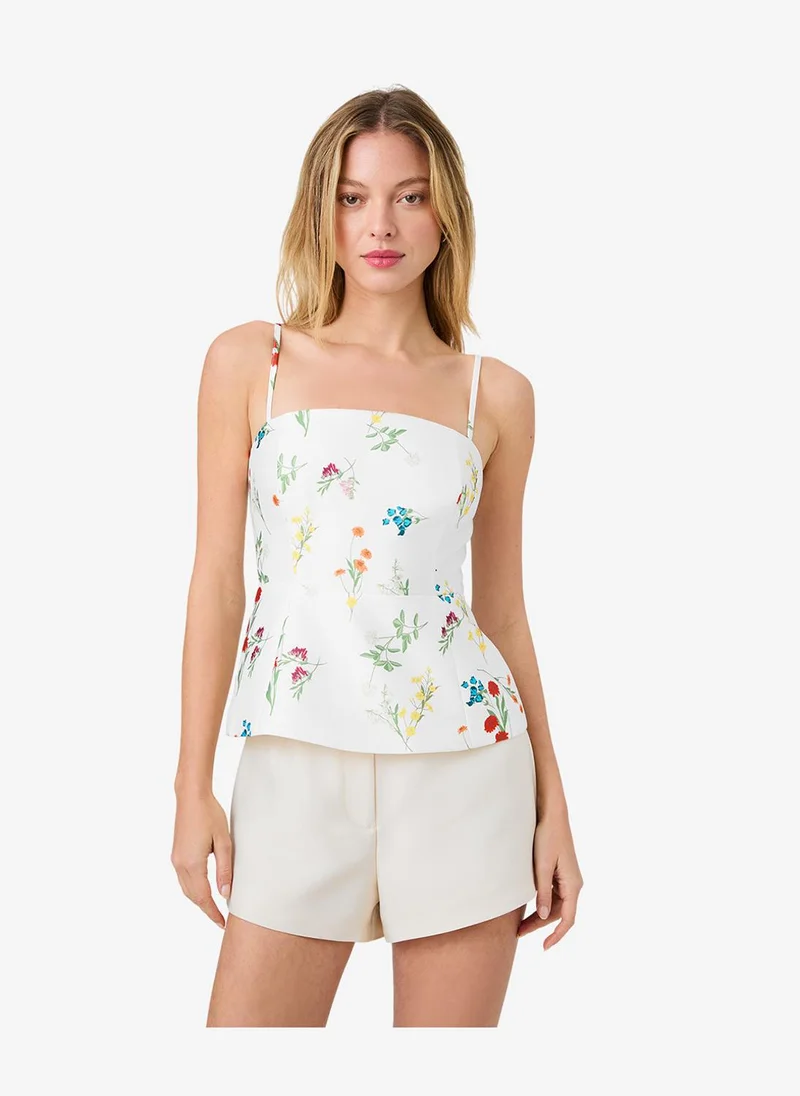 فرنش كونكشن Women's 13-Chr Flr Sm Wh Chrstne Flr Struct Taf Pep Top
