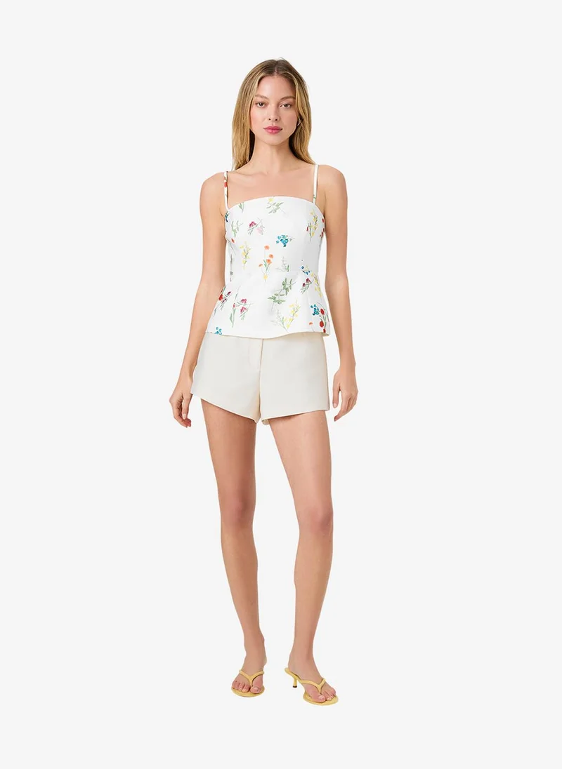 فرنش كونكشن Women's 13-Chr Flr Sm Wh Chrstne Flr Struct Taf Pep Top
