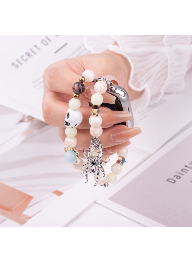 Loquat Luminous Chain Beaded Strap For Apple Watch789S10 Bracelet For Apple Skull Watch Strap-Color:46/44/45/49mm Green Light Black - Image 5