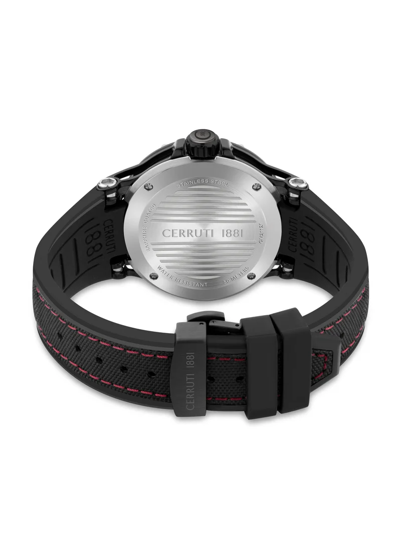 شيروتي 1881 Men's Velletri 45mm Men's Analog Watch with Black Silicone-Nylon Strap للرجال