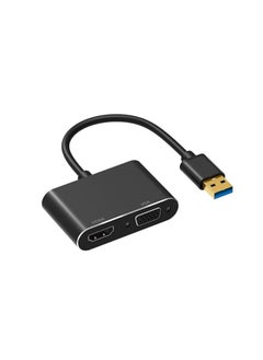 ماركة غير محددة محول USB 3.0 إلى HDMI VGA، محول USB إلى VGA HDMI، كابل محول HD 1080P لأجهزة الكمبيوتر المحمولة التي تعمل بنظام Windows 7/8/10، يدعم نظام التشغيل Mac OS High Sierra، لا يدعم Linux، Chrome OS  - Image 1