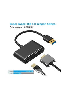 ماركة غير محددة محول USB 3.0 إلى HDMI VGA، محول USB إلى VGA HDMI، كابل محول HD 1080P لأجهزة الكمبيوتر المحمولة التي تعمل بنظام Windows 7/8/10، يدعم نظام التشغيل Mac OS High Sierra، لا يدعم Linux، Chrome OS  - Image 2