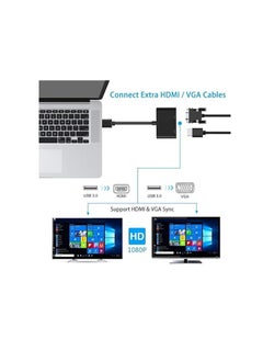 ماركة غير محددة محول USB 3.0 إلى HDMI VGA، محول USB إلى VGA HDMI، كابل محول HD 1080P لأجهزة الكمبيوتر المحمولة التي تعمل بنظام Windows 7/8/10، يدعم نظام التشغيل Mac OS High Sierra، لا يدعم Linux، Chrome OS  - Image 4