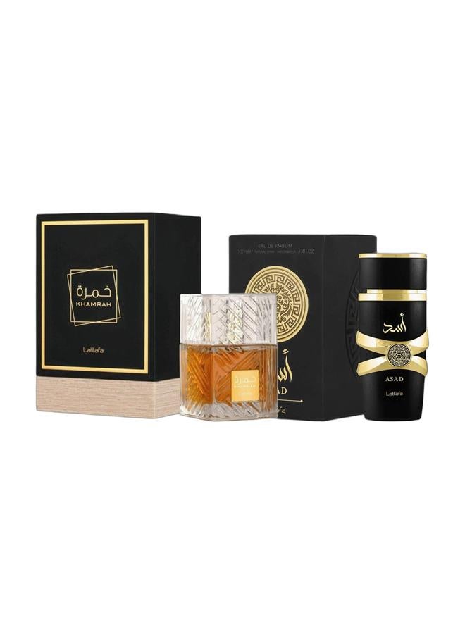 Asad For Men Eau De Parfum 100ml & Khamrah Unisex Eau De Parfum by Lattafa 100ml combo