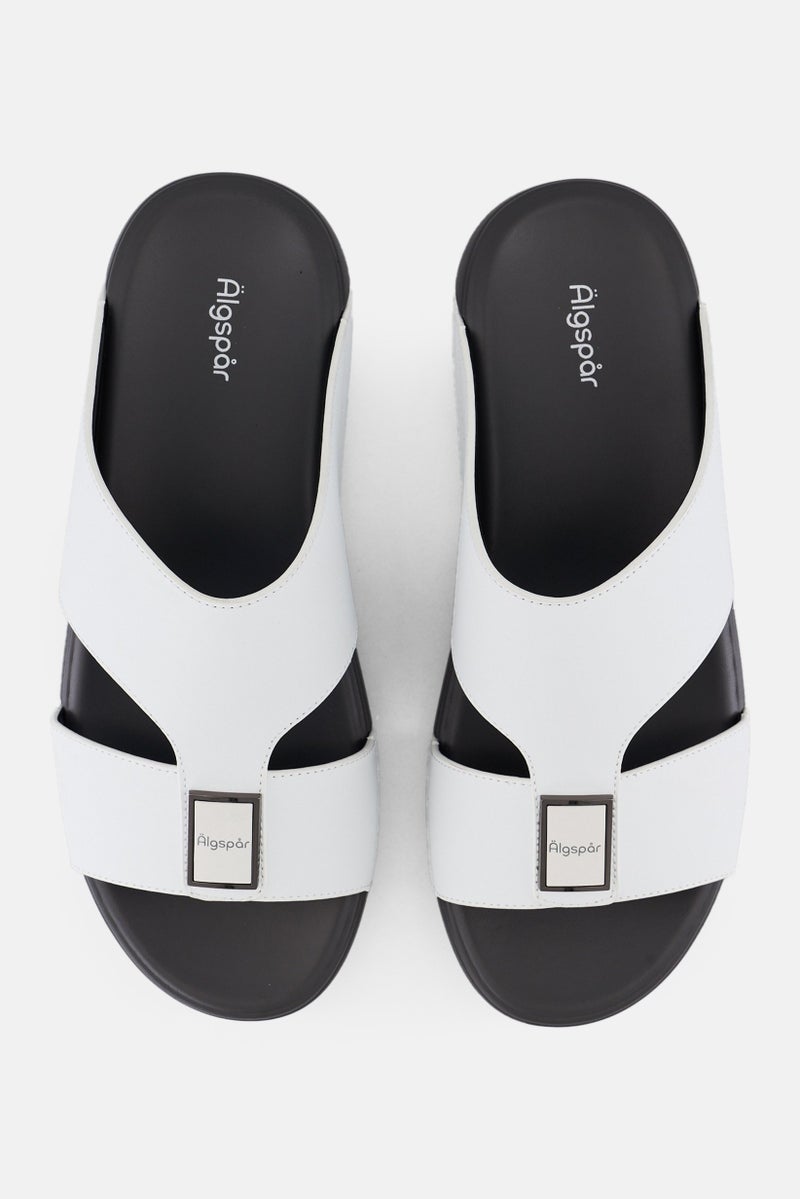 Algspar Men Slip On Arabic Sandals, White  - Image 2
