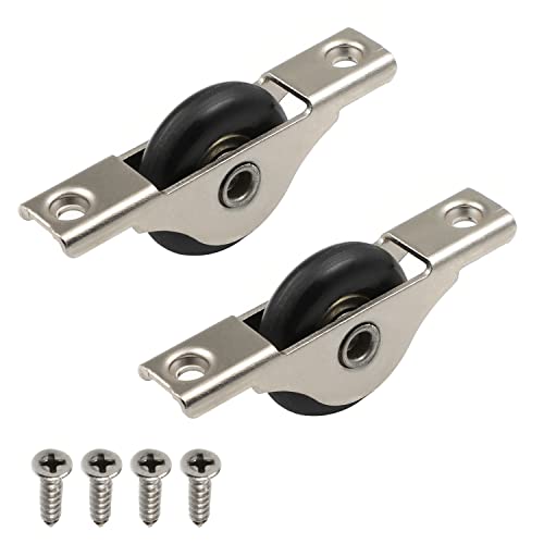 MroMax 2Pcs 29mm/1.14" Dia Screen Door Rollers Nylon Black Sliding Wheel Electroplating Sliding Wheel with Stainless Steel Shell for Garage Screen Door - Image 1