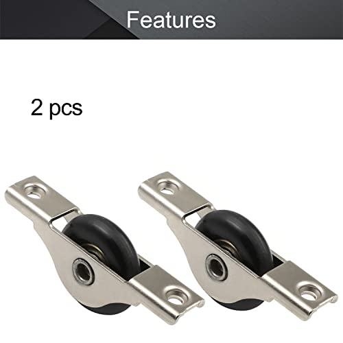 MroMax 2Pcs 29mm/1.14" Dia Screen Door Rollers Nylon Black Sliding Wheel Electroplating Sliding Wheel with Stainless Steel Shell for Garage Screen Door - Image 4