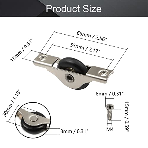 MroMax 2Pcs 29mm/1.14" Dia Screen Door Rollers Nylon Black Sliding Wheel Electroplating Sliding Wheel with Stainless Steel Shell for Garage Screen Door - Image 2