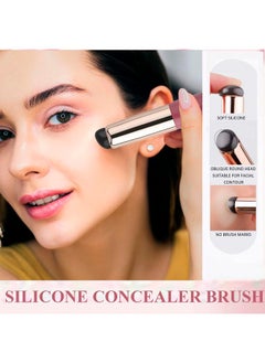 HSKIE Silicone Lip Brush With Lid Silicone Angled Concealer Brush Like Fingertips Q Soft Angled Concealer Makeup Brush Tool New Portable Round Head Silicone Makeup Brush Lip Brush  - Image 4